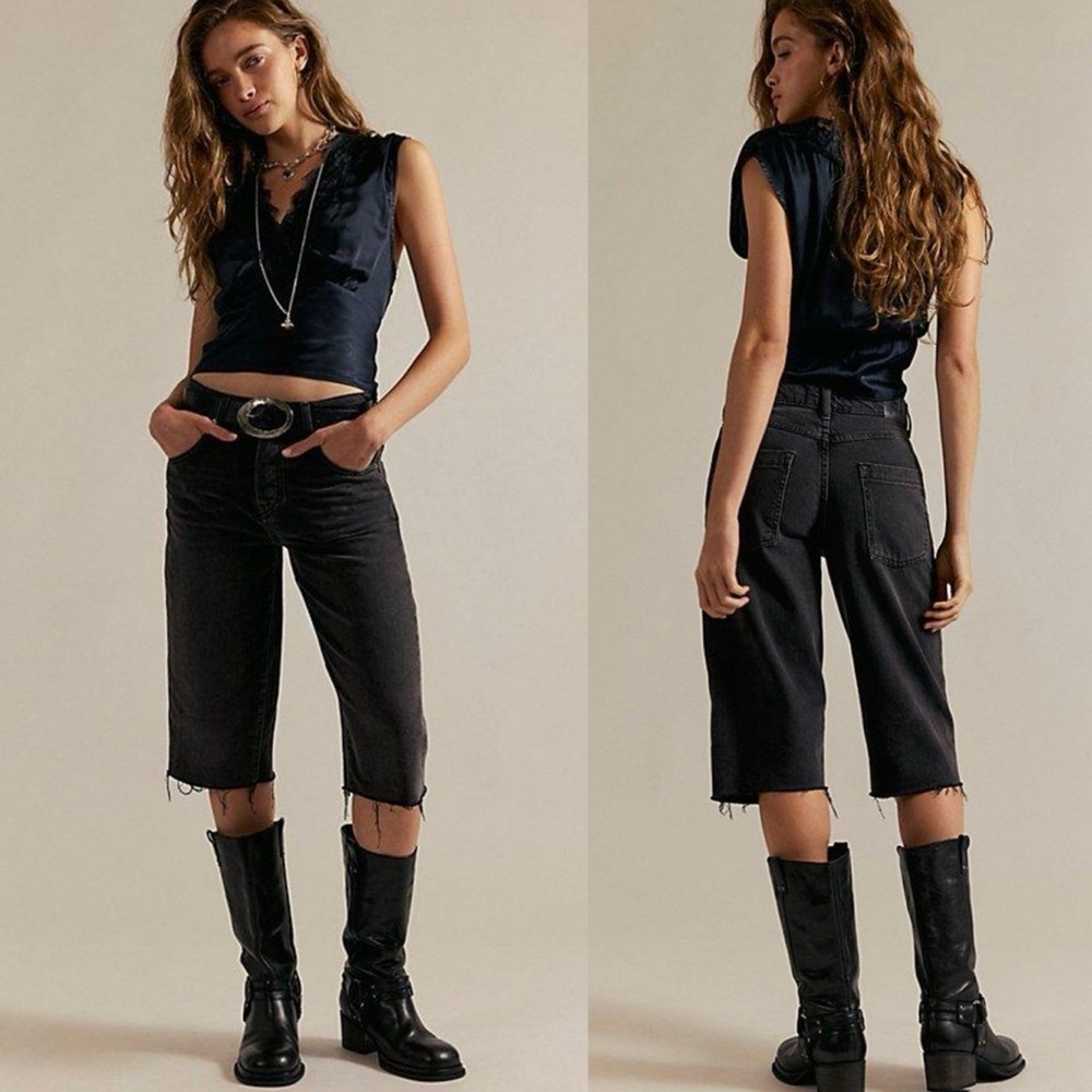New Free People Jam Session Black Denim Shorts